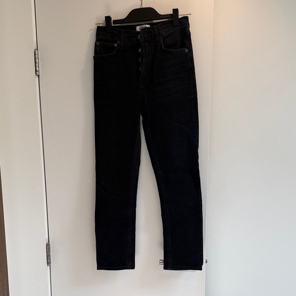 AGOLDE Black High-Rise Straight Jeans